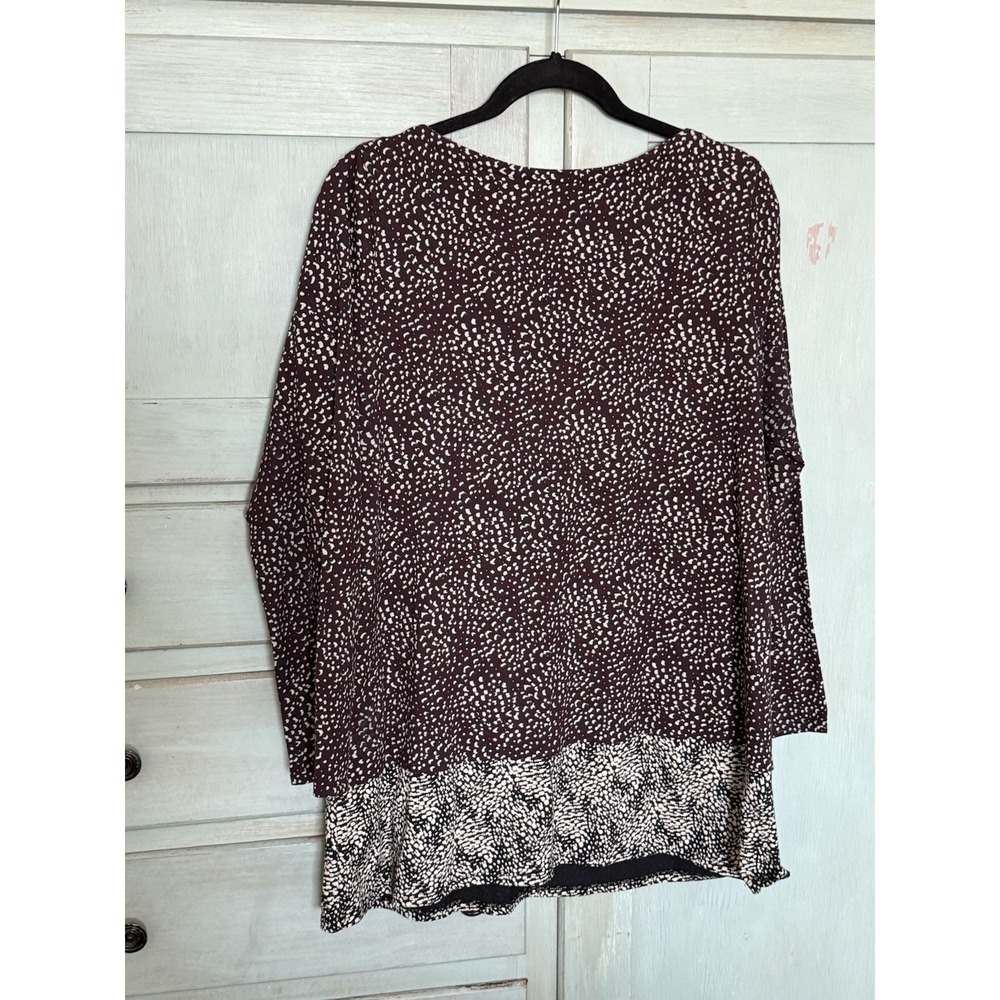 J. Jill Women's Pattern Dress, Dark Maroon With Black & Tan, Size M - Picture 2 of 7